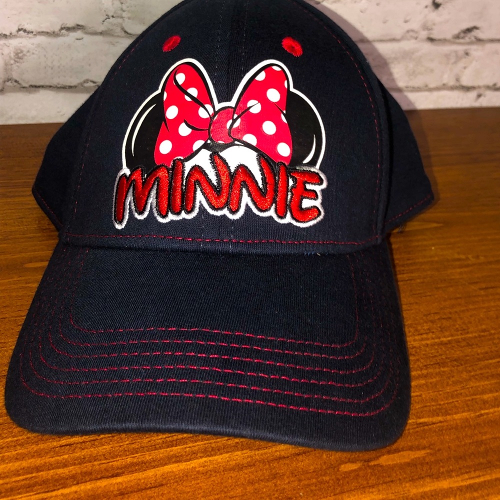 Minnie Mouse Hat Velcro Adjustable strap Navy Blue.